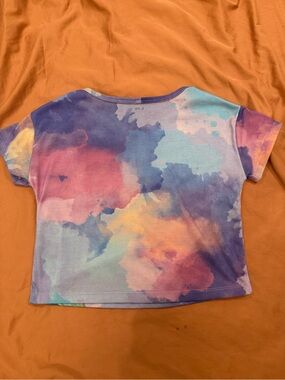 Disney Girls Short Sleeve Watercolor Tee - Purple, Blue, Pink, Yellow